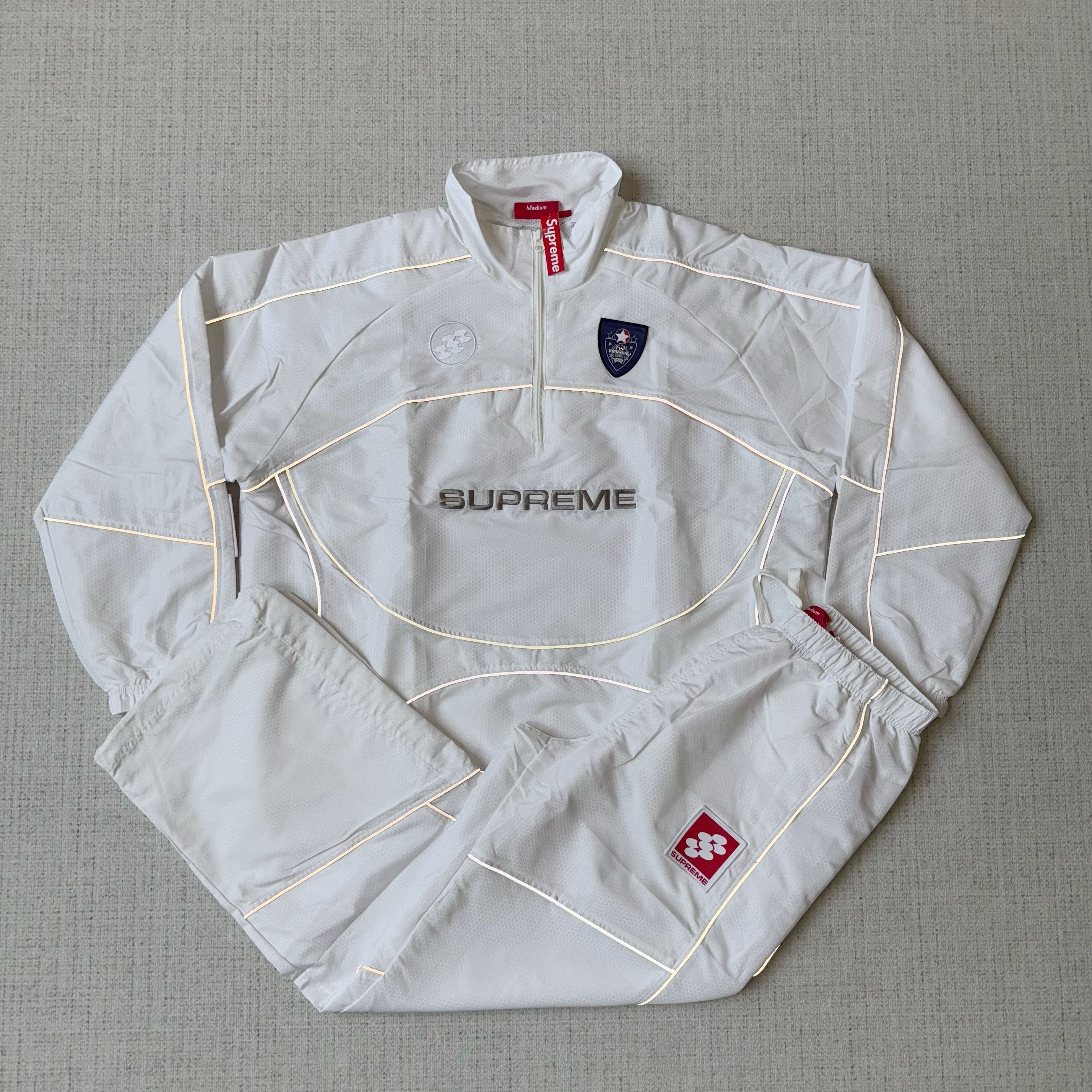 Supreme Reflektierende Paspelierung Tracksuit Weiss