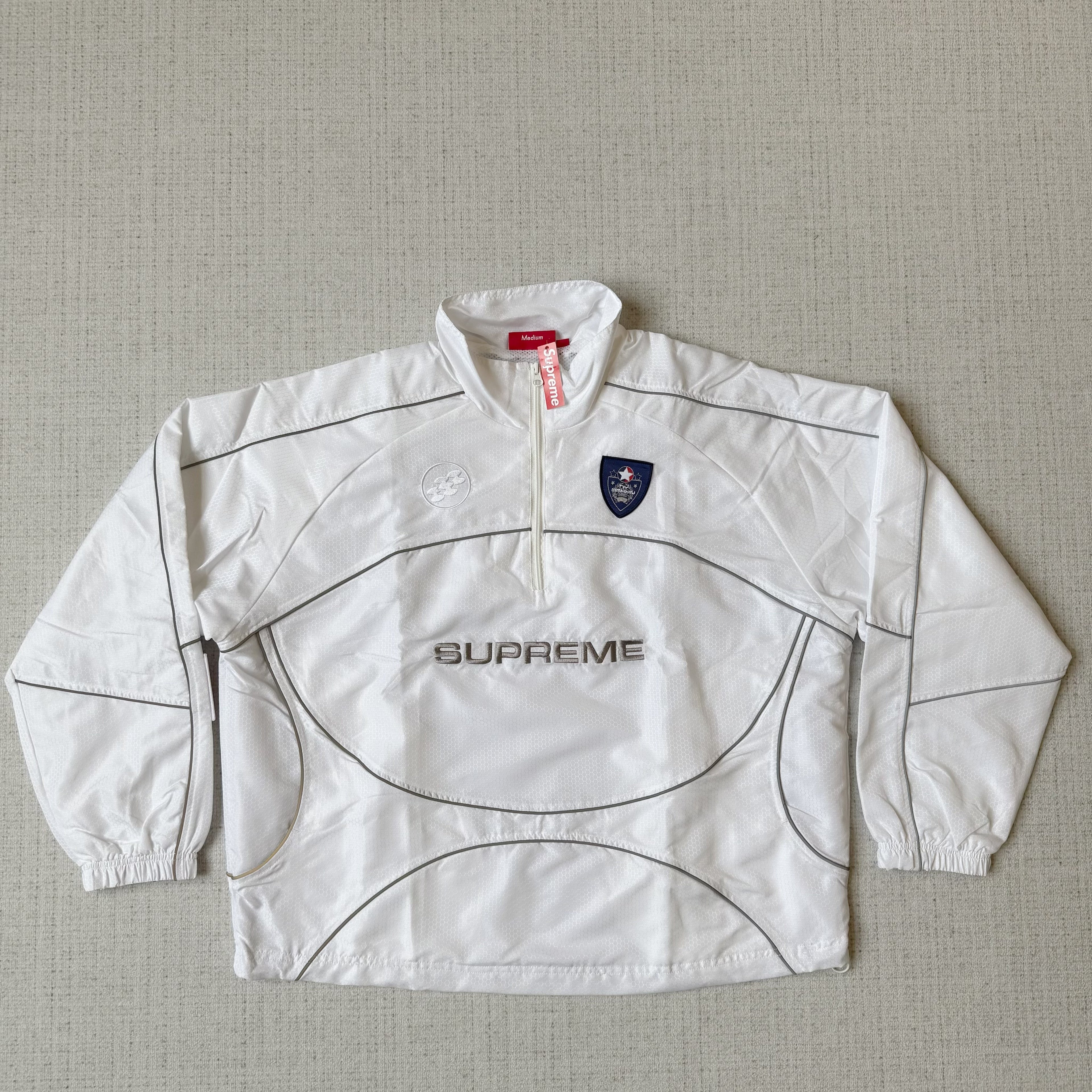 Supreme Reflektierende Paspelierung Tracksuit Weiss